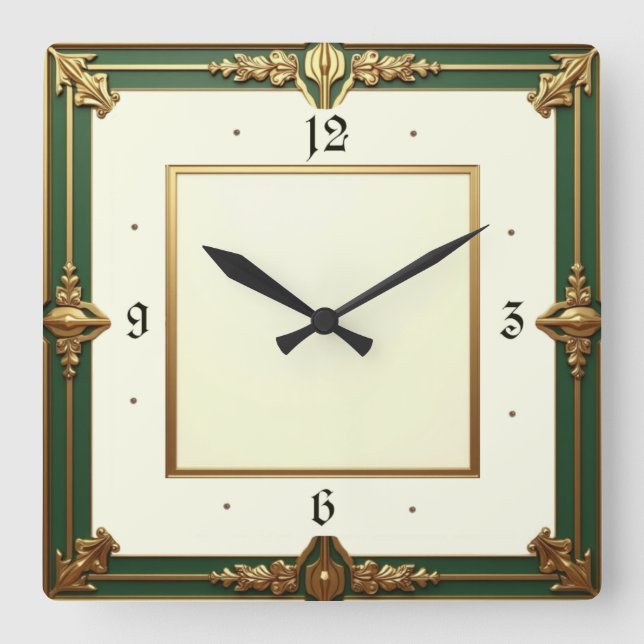 Art Deco Quadratische Wanduhr (Vorderseite)