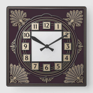 Art Deco Quadratische Wanduhr