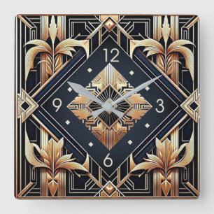Art Deco Quadratische Wanduhr
