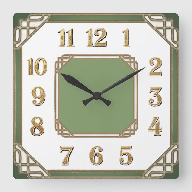 Art Deco Quadratische Wanduhr (Vorderseite)