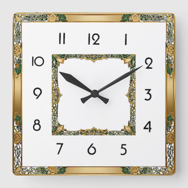Art Deco  Quadratische Wanduhr (Vorderseite)