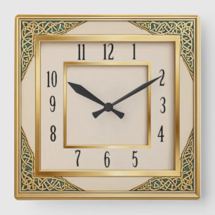 Art Deco Quadratische Wanduhr