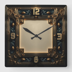 Art Deco Quadratische Wanduhr