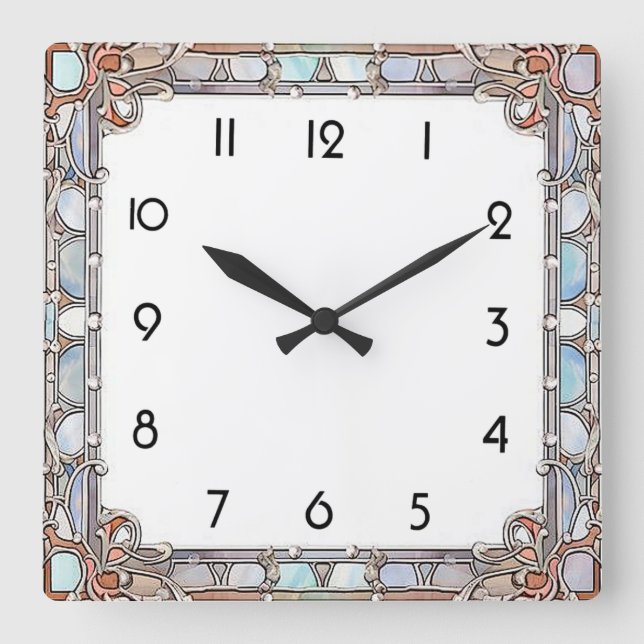 Art Deco Quadratische Wanduhr (Vorderseite)