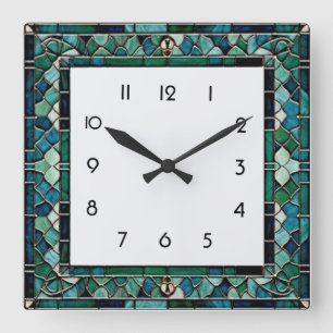 Art Deco Quadratische Wanduhr
