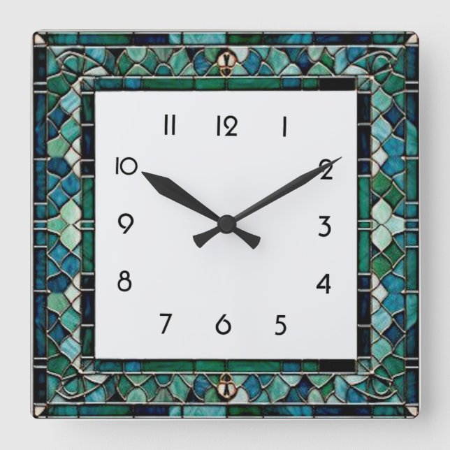 Art Deco  Quadratische Wanduhr (Vorderseite)