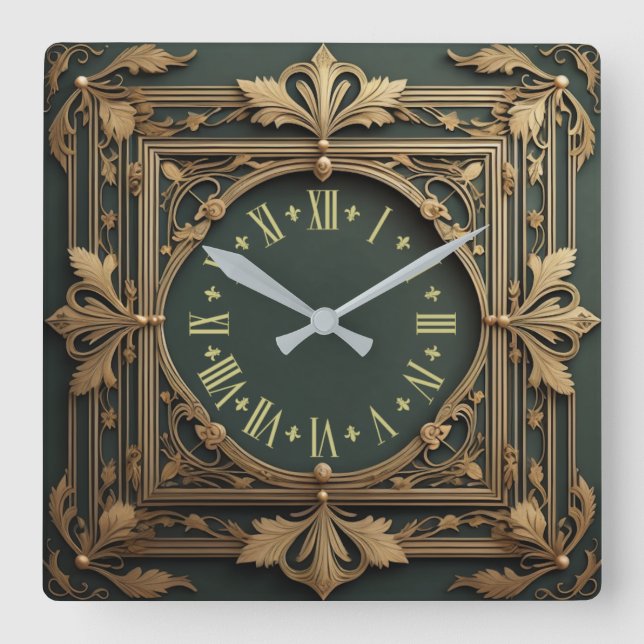 Art Deco Quadratische Wanduhr (Vorderseite)