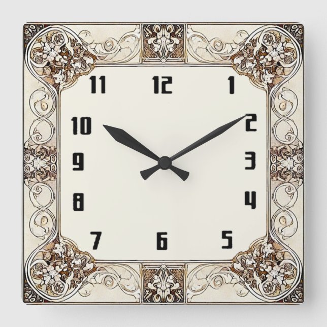 Art Deco Quadratische Wanduhr (Vorderseite)