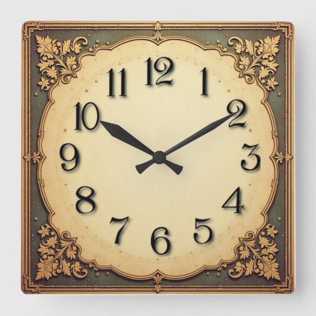 Art Deco Quadratische Wanduhr (Vorderseite)