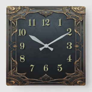 Art Deco Quadratische Wanduhr