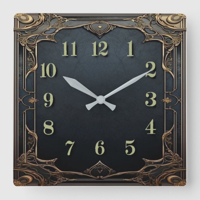 Art Deco  Quadratische Wanduhr (Vorderseite)