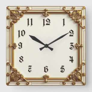 Art Deco Quadratische Wanduhr