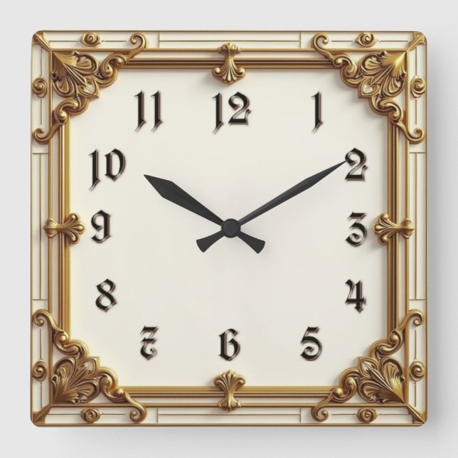 Art Deco Quadratische Wanduhr (Vorderseite)