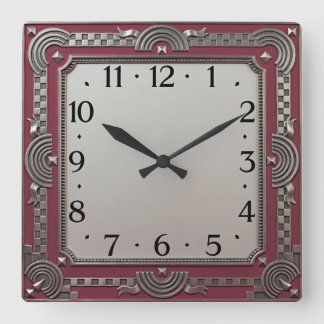 Art Deco Quadratische Wanduhr
