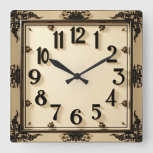 Art Deco Quadratische Wanduhr