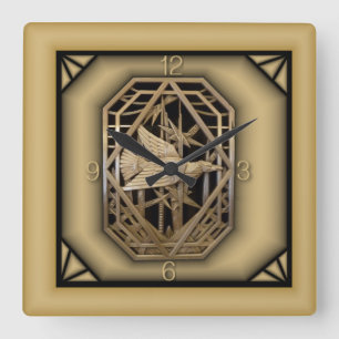 Art Deco Quadratische Wanduhr