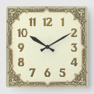 Art Déco Quadratische Wanduhr