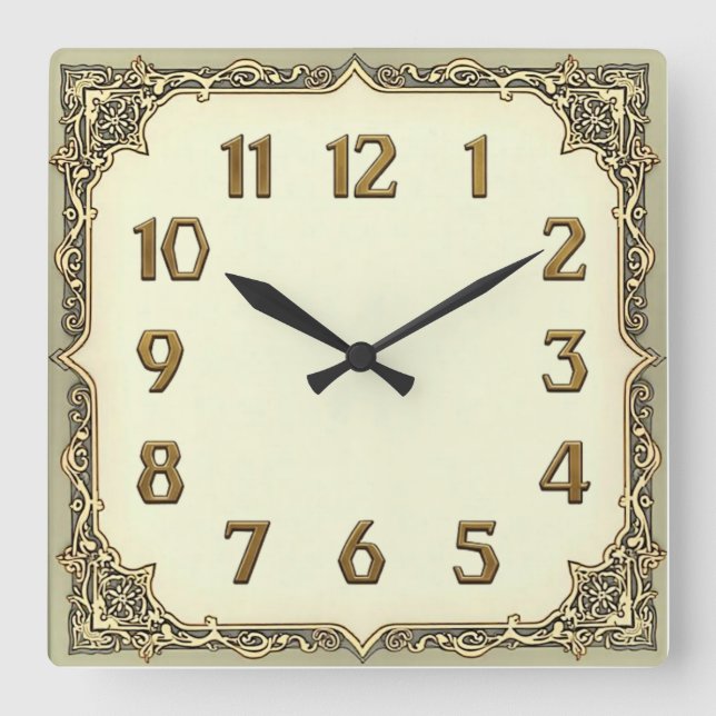 Art Déco Quadratische Wanduhr (Vorderseite)