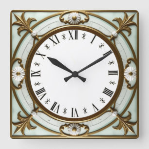 Art Deco Quadratische Wanduhr