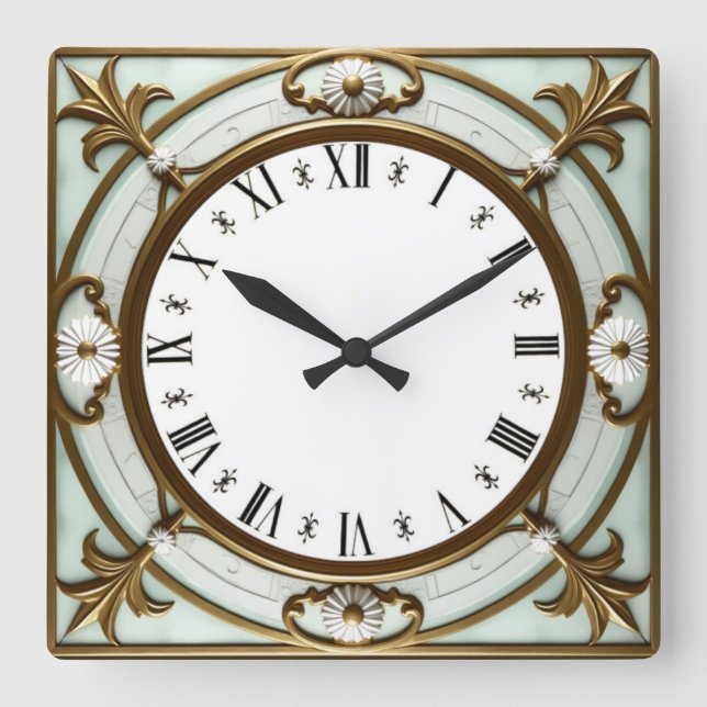 Art Deco Quadratische Wanduhr (Vorderseite)