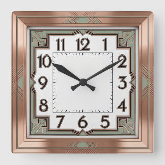 Art Deco Quadratische Wanduhr