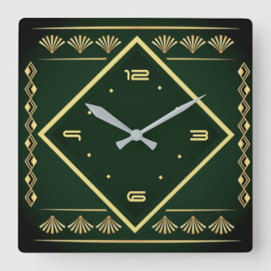 Art Deco Quadratische Wanduhr