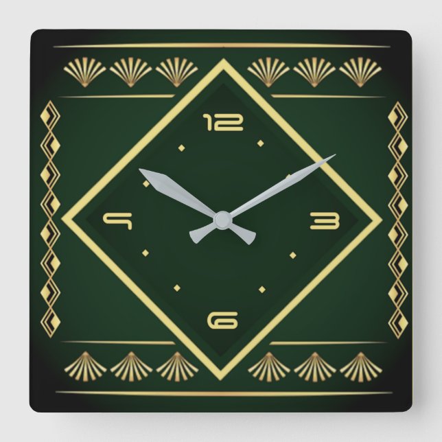 Art Deco Quadratische Wanduhr (Vorderseite)
