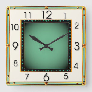 Art Deco Quadratische Wanduhr