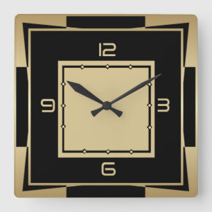 Art Deco Quadratische Wanduhr