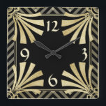 Art Deco Quadratische Wanduhr<br><div class="desc">Schwarz und Gold Art Deco Es ist Zeit, Ihre Lieblingskunst, Fotos und Texte mit einer benutzerdefinierten Rundwand von Zazzle zu zeigen. Erhältlich in zwei verschiedenen Größen, diese Wanduhren werden im AcryliPrint®HD Druckverfahren bedruckt, um die höchste Qualität für jedes Design zu garantieren. Bestelle diese individualisierbare runde Wanduhr für Deine Wände oder...</div>