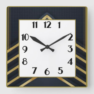 Art Deco Quadratische Wanduhr
