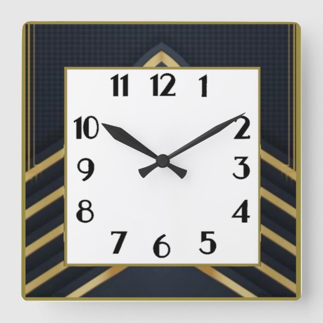 Art Deco Quadratische Wanduhr (Vorderseite)