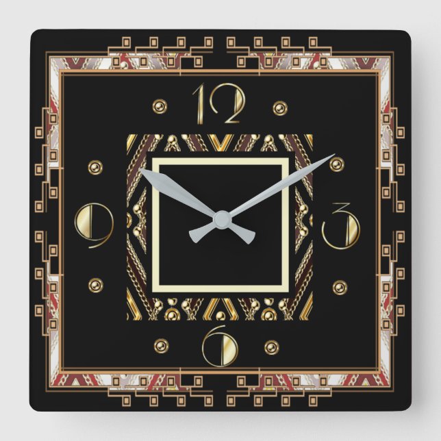 Art Deco Quadratische Wanduhr (Vorderseite)