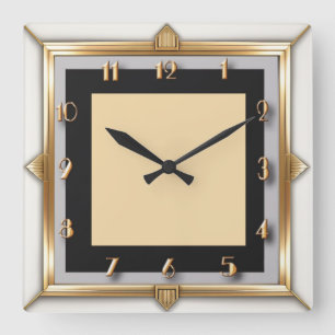 Art Deco Quadratische Wanduhr