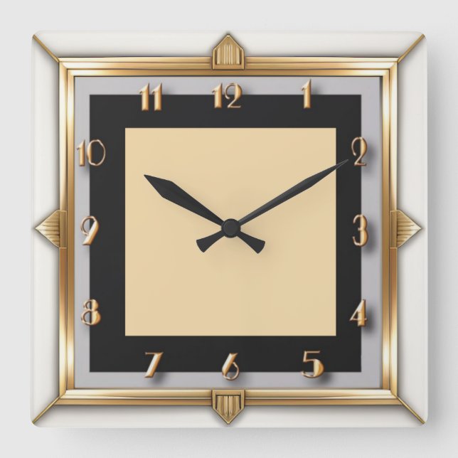 Art Deco Quadratische Wanduhr (Vorderseite)