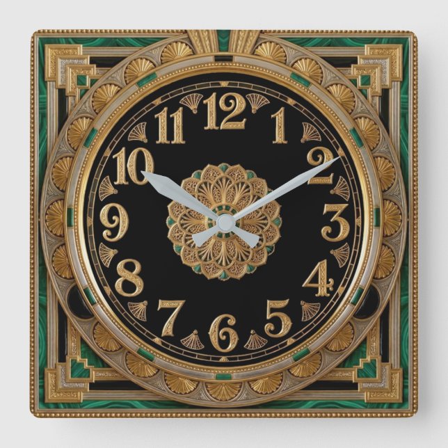 Art Deco Quadratische Wanduhr (Vorderseite)