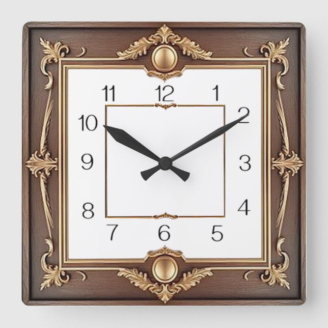 Art Deco Quadratische Wanduhr (Vorderseite)