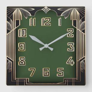 Art Deco Quadratische Wanduhr