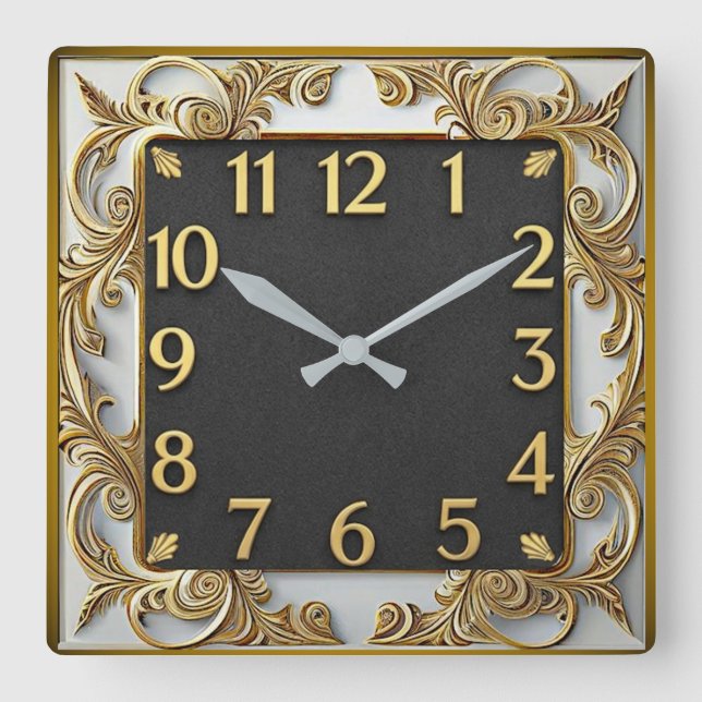 Art Deco Quadratische Wanduhr (Vorderseite)