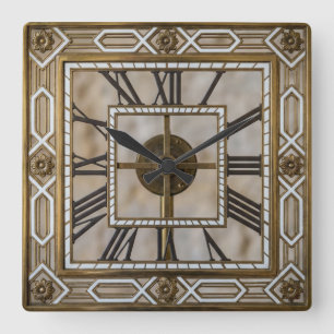 Art Deco Quadratische Wanduhr