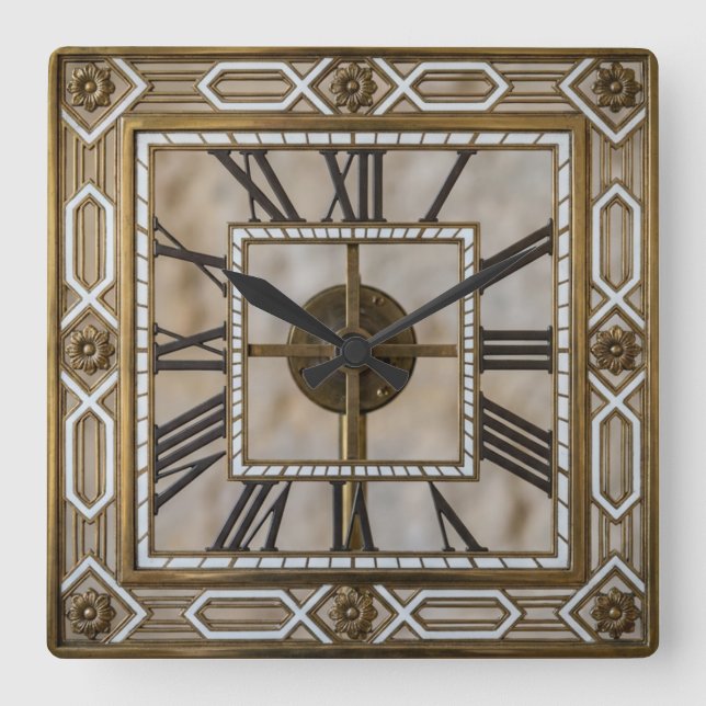 Art Deco  Quadratische Wanduhr (Vorderseite)