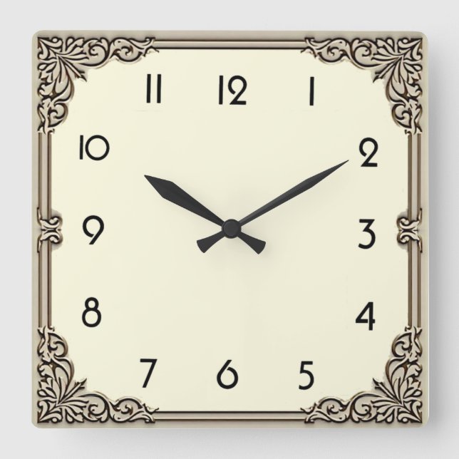 Art Déco Quadratische Wanduhr (Vorderseite)