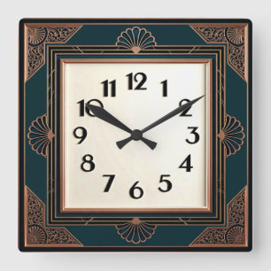 Art Deco Quadratische Wanduhr
