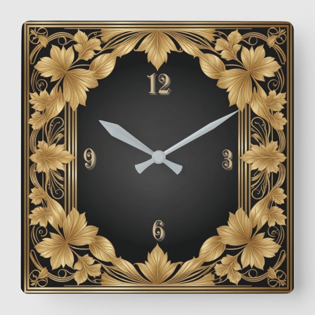 Art Deco Quadratische Wanduhr (Vorderseite)