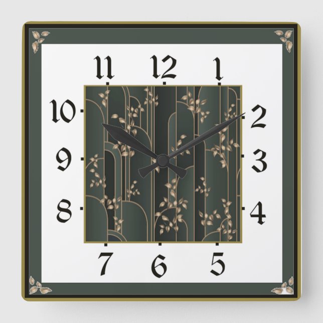 Art Deco Quadratische Wanduhr (Vorderseite)