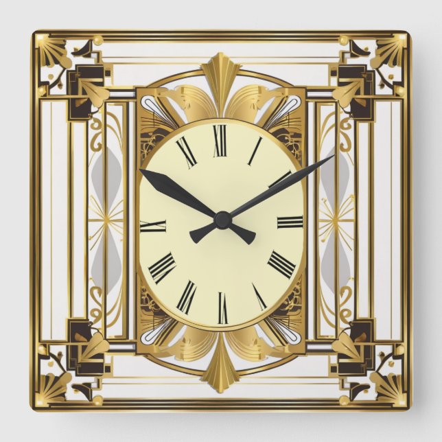 Art Deco Quadratische Wanduhr (Vorderseite)