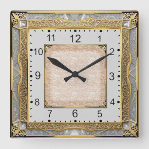 Art Deco Quadratische Wanduhr