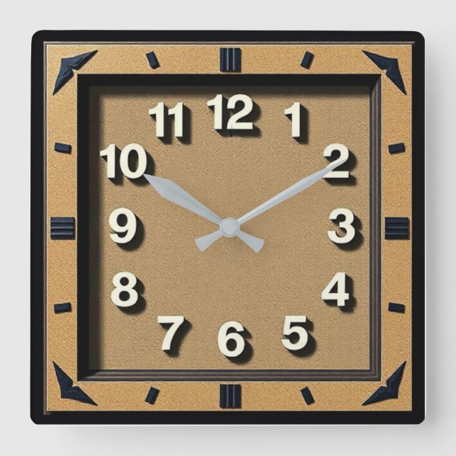 Art Deco Quadratische Wanduhr (Vorderseite)