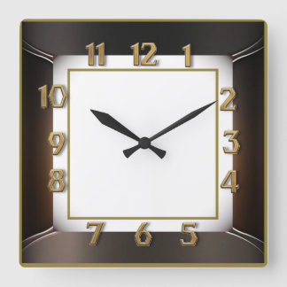 Art Deco Quadratische Wanduhr