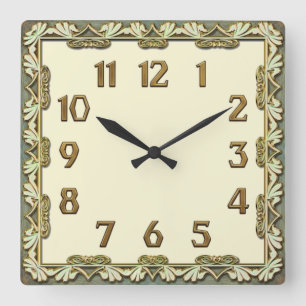 Art Deco Quadratische Wanduhr